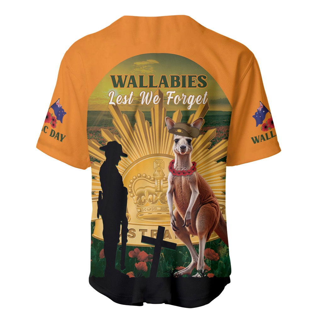 Australia Wallabies Rugby ANZAC Day Baseball Jersey 2024 Lest We Forget - Vibe Hoodie Shop