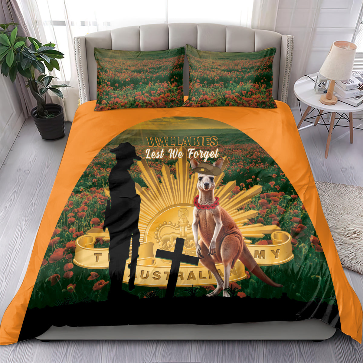 Australia Wallabies Rugby ANZAC Day Bedding Set 2024 Lest We Forget - Vibe Hoodie Shop
