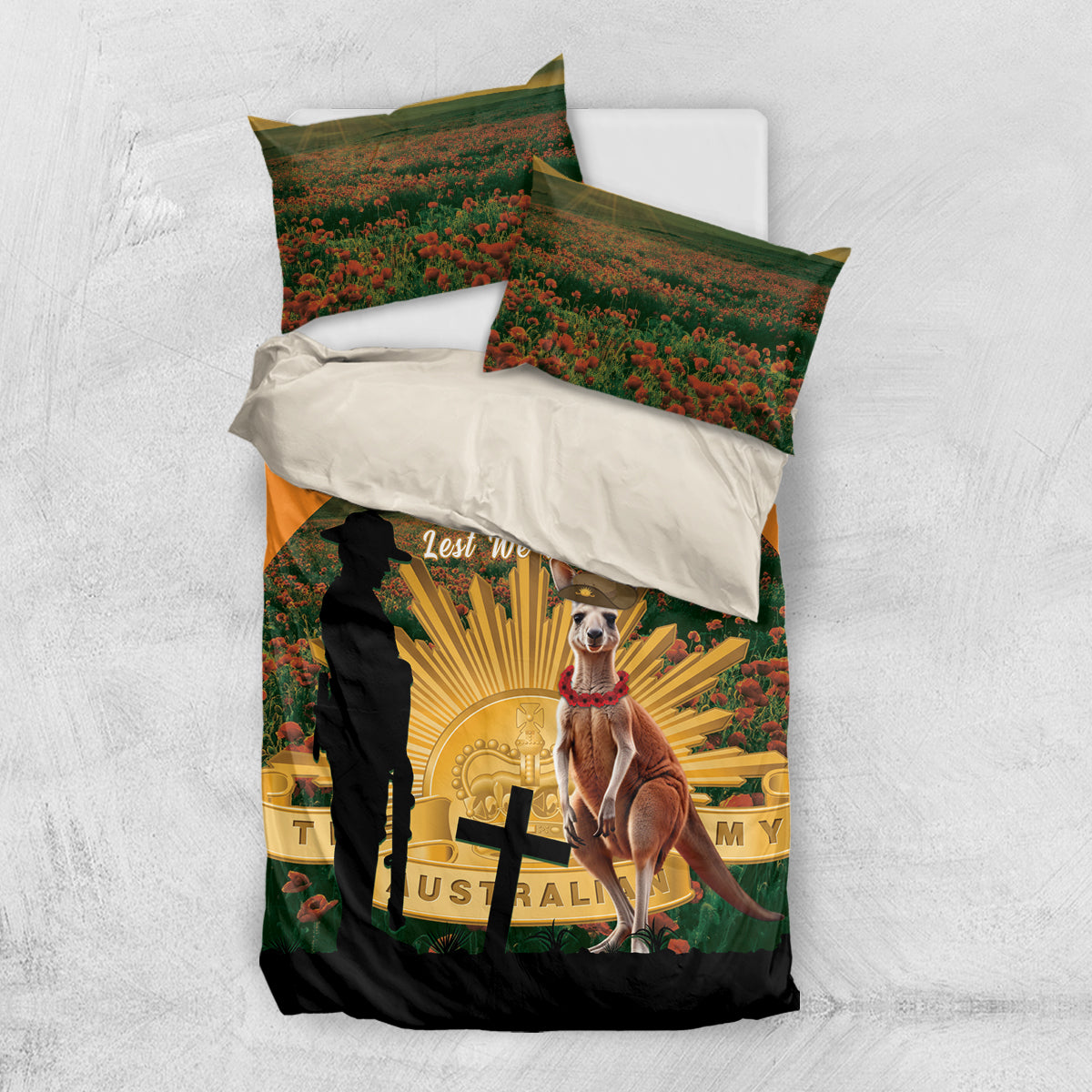 Australia Wallabies Rugby ANZAC Day Bedding Set 2024 Lest We Forget - Vibe Hoodie Shop
