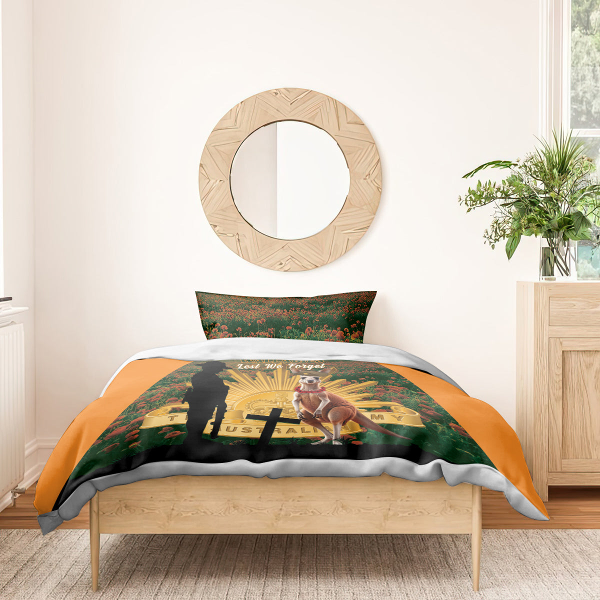 Australia Wallabies Rugby ANZAC Day Bedding Set 2024 Lest We Forget - Vibe Hoodie Shop