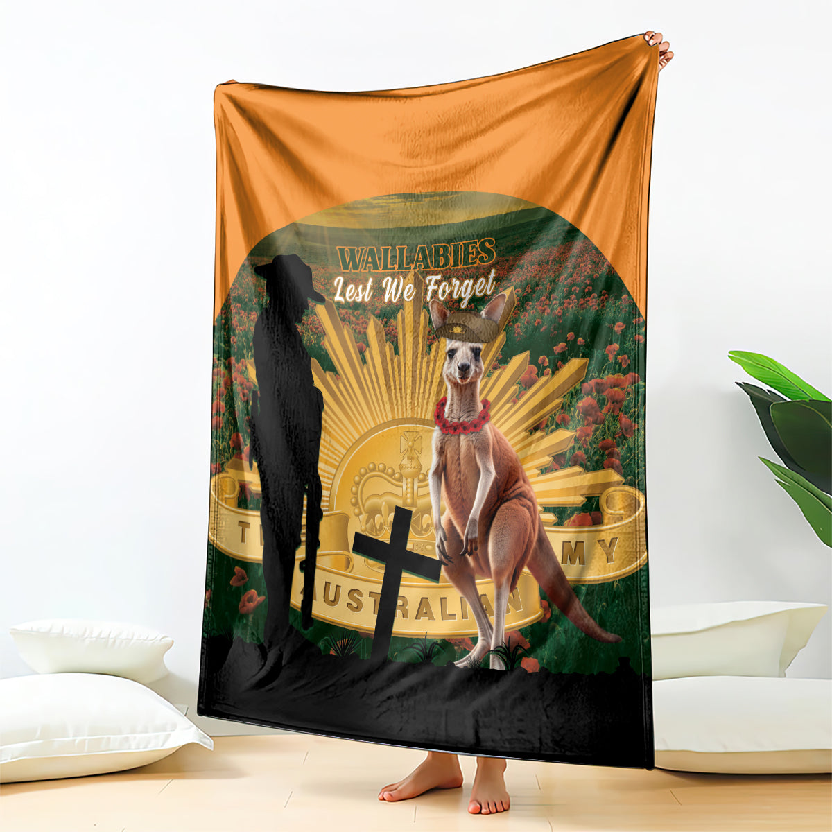 Australia Wallabies Rugby ANZAC Day Blanket 2024 Lest We Forget - Vibe Hoodie Shop