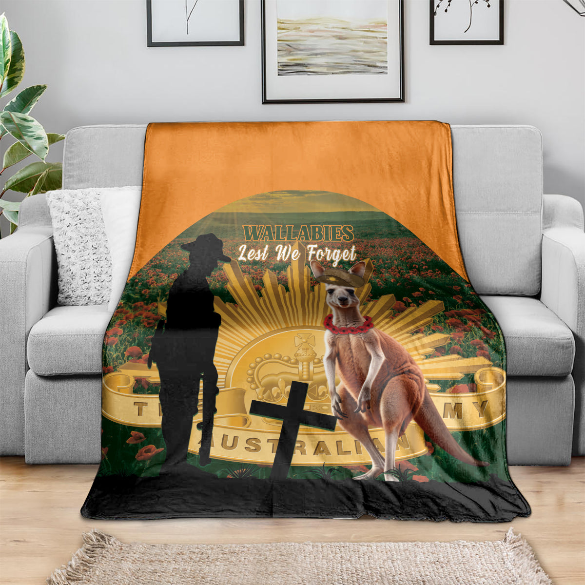 Australia Wallabies Rugby ANZAC Day Blanket 2024 Lest We Forget - Vibe Hoodie Shop