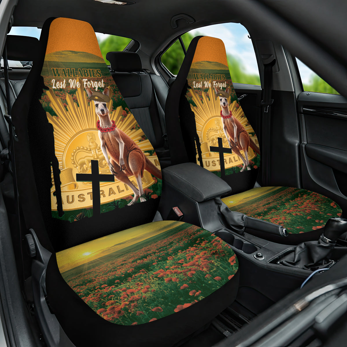 Australia Wallabies Rugby ANZAC Day Car Seat Cover 2024 Lest We Forget - Vibe Hoodie Shop