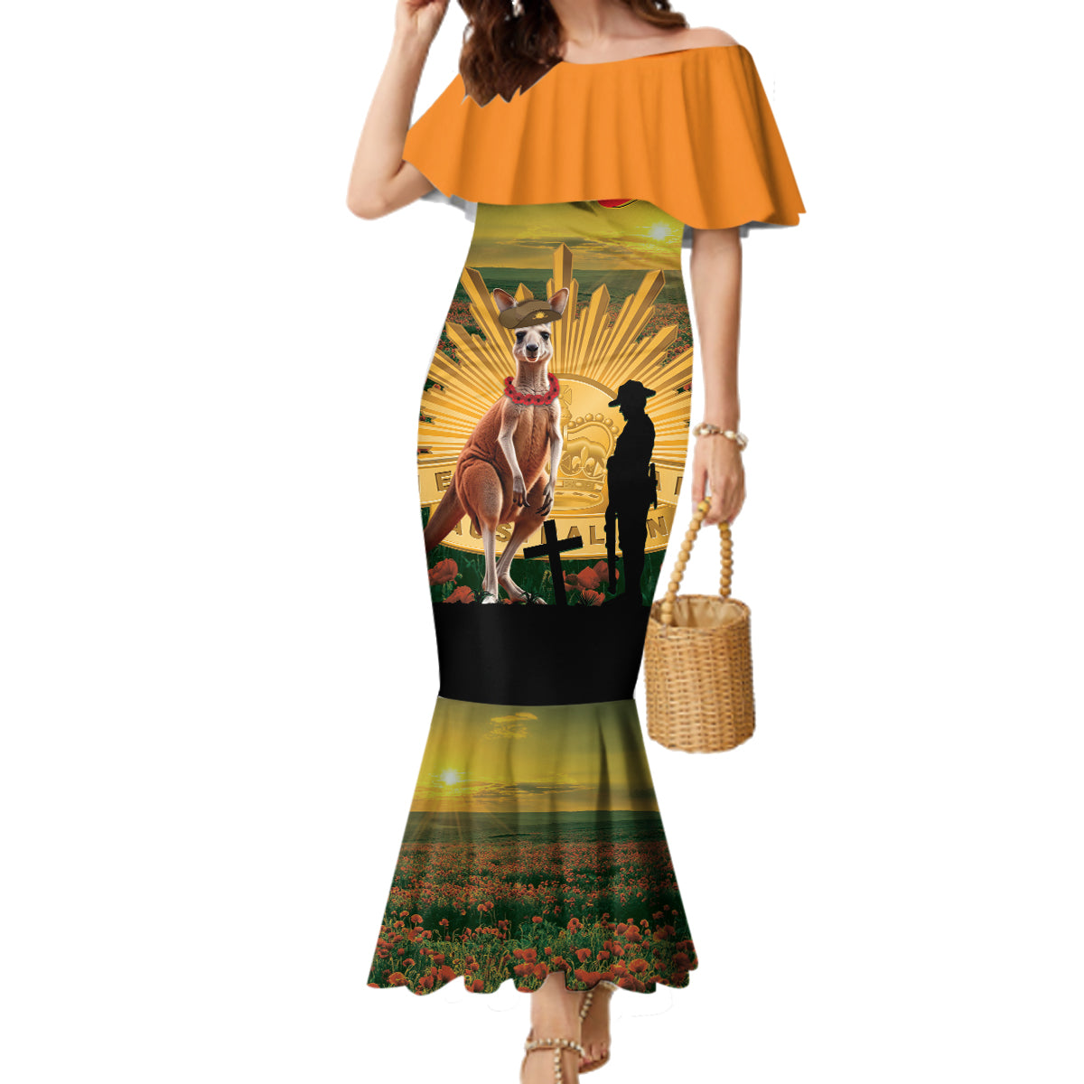 Australia Wallabies Rugby ANZAC Day Family Matching Mermaid Dress and Hawaiian Shirt 2024 Lest We Forget