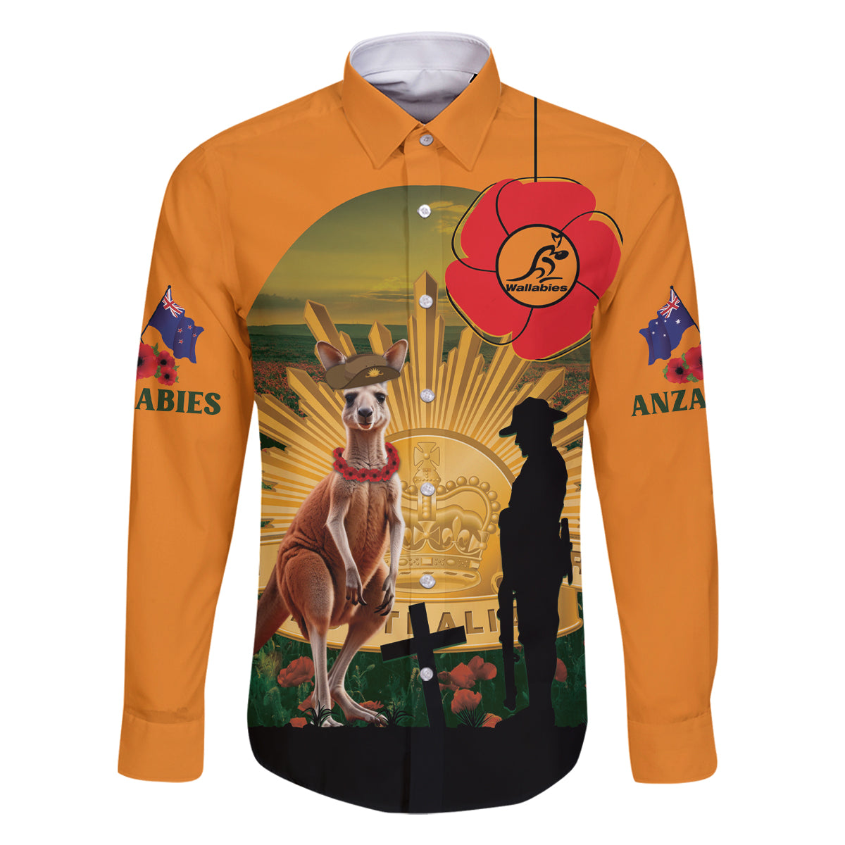 Australia Wallabies Rugby ANZAC Day Family Matching Off Shoulder Maxi Dress and Hawaiian Shirt 2024 Lest We Forget