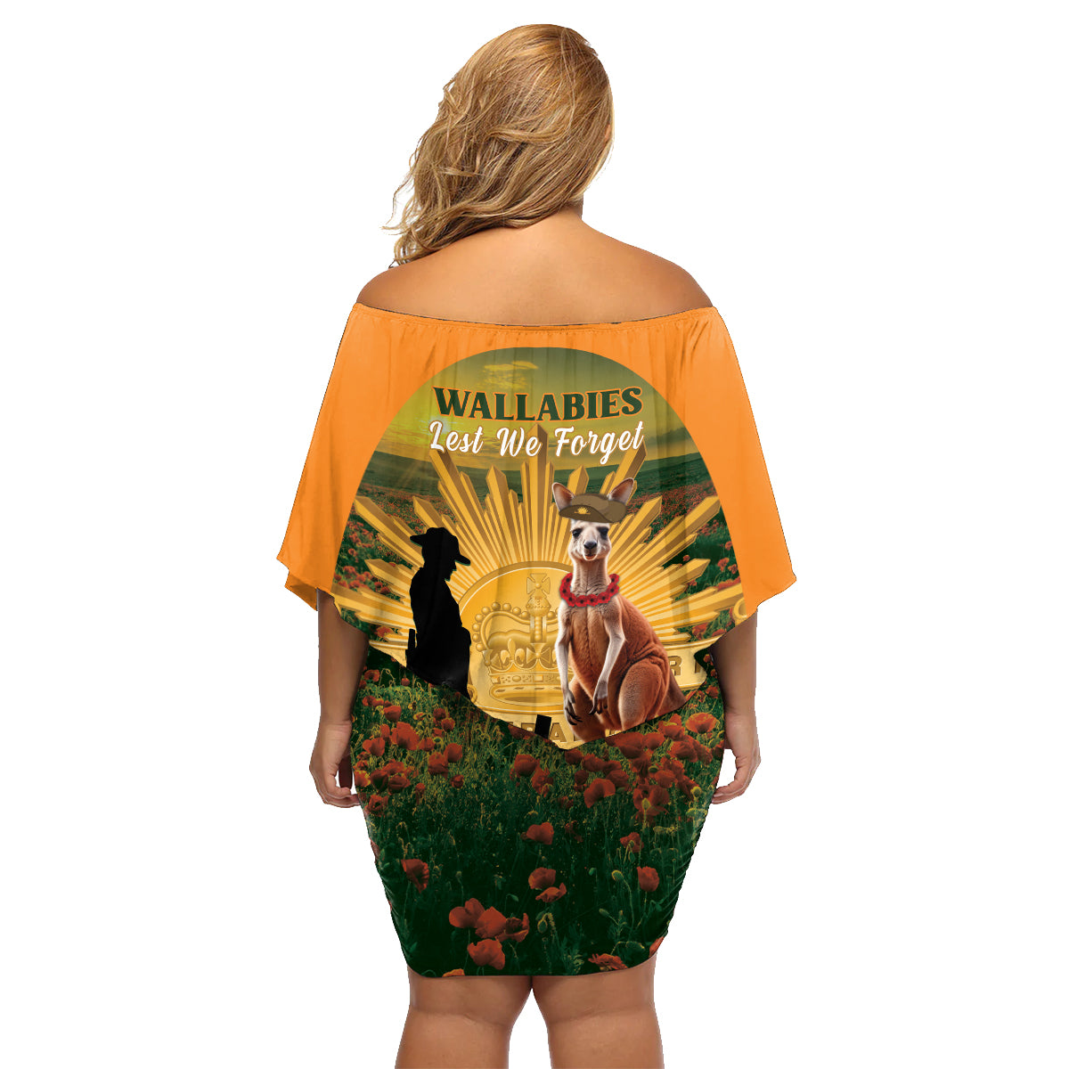Australia Wallabies Rugby ANZAC Day Family Matching Off Shoulder Short Dress and Hawaiian Shirt 2024 Lest We Forget
