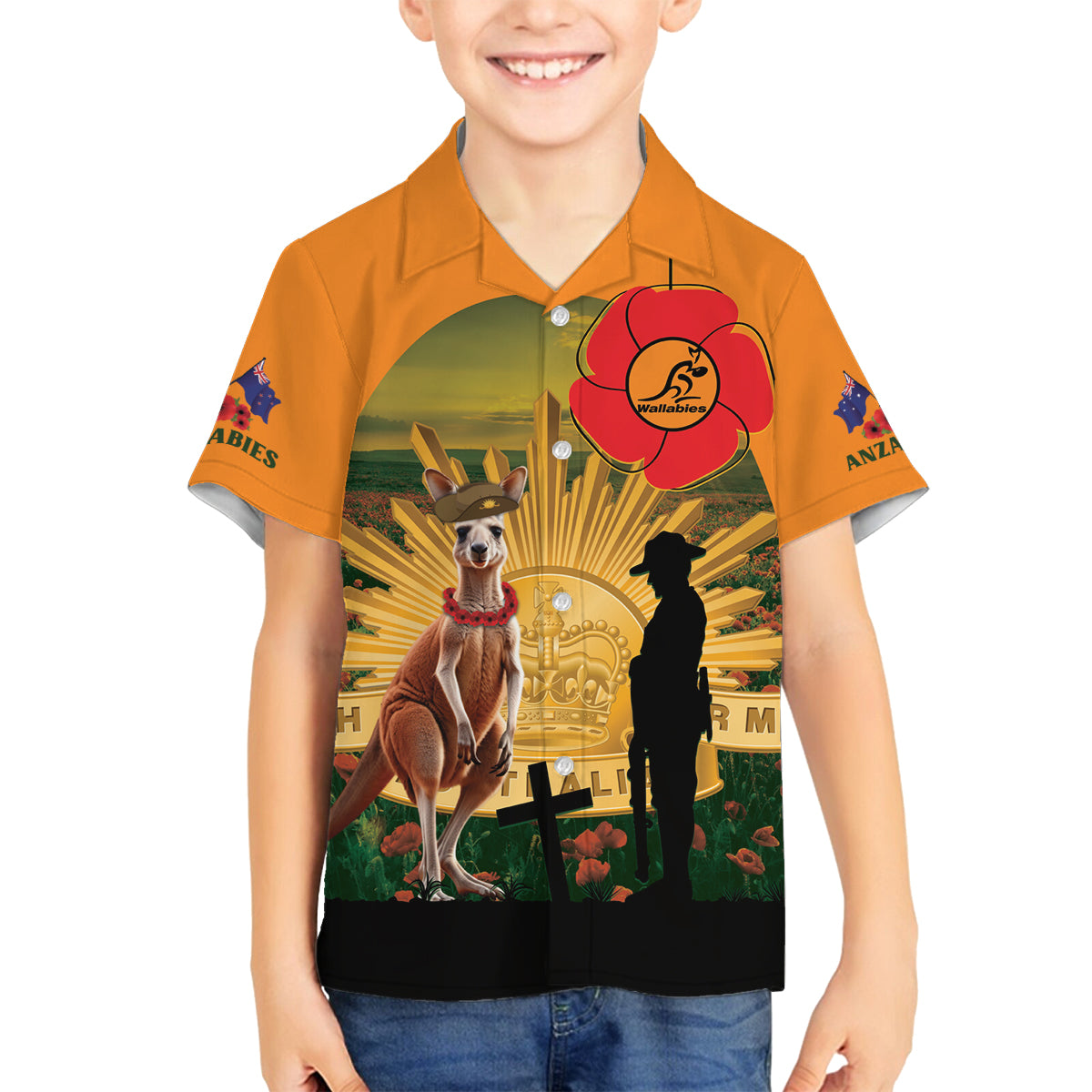 Australia Wallabies Rugby ANZAC Day Family Matching Summer Maxi Dress and Hawaiian Shirt 2024 Lest We Forget