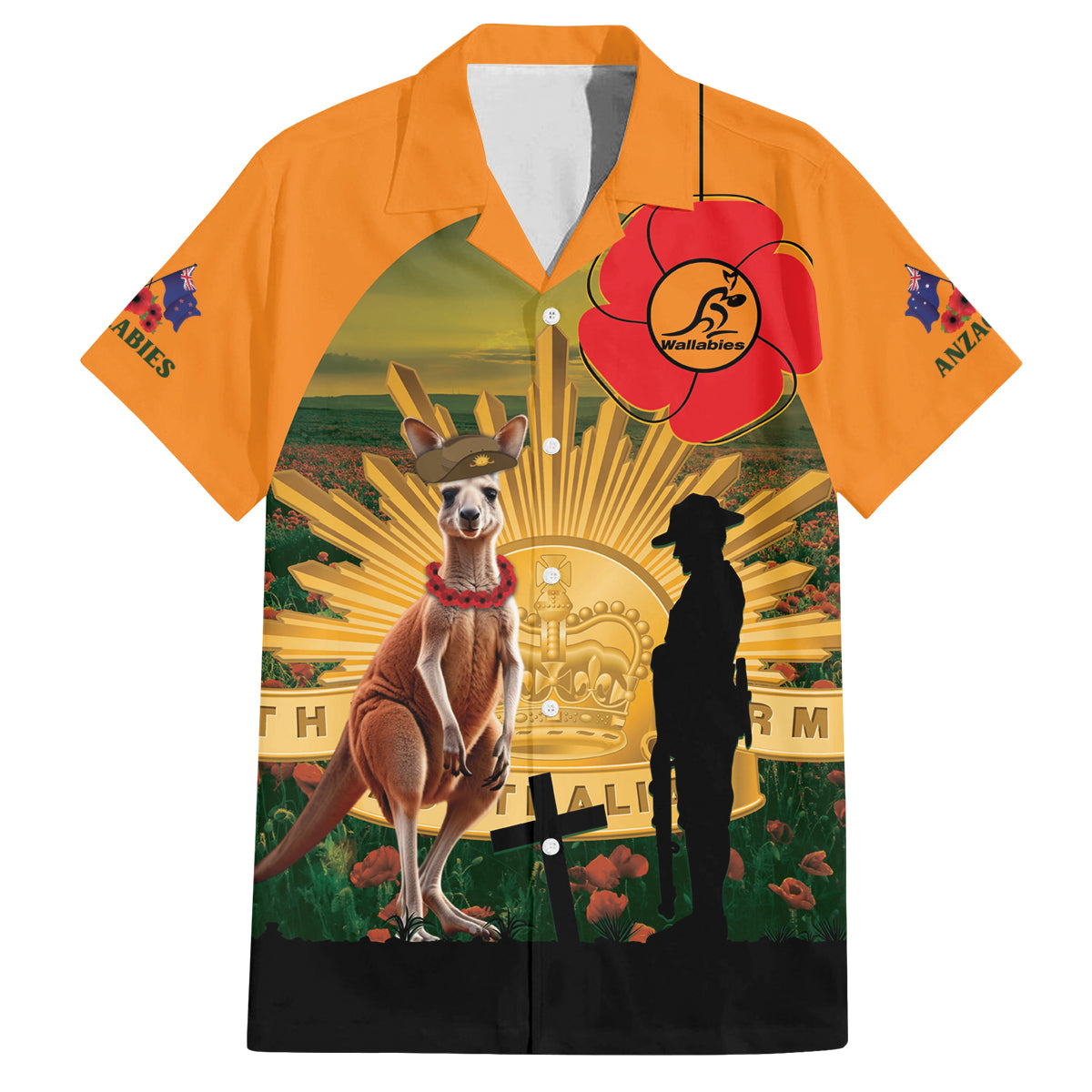 Australia Wallabies Rugby ANZAC Day Family Matching Tank Maxi Dress and Hawaiian Shirt 2024 Lest We Forget