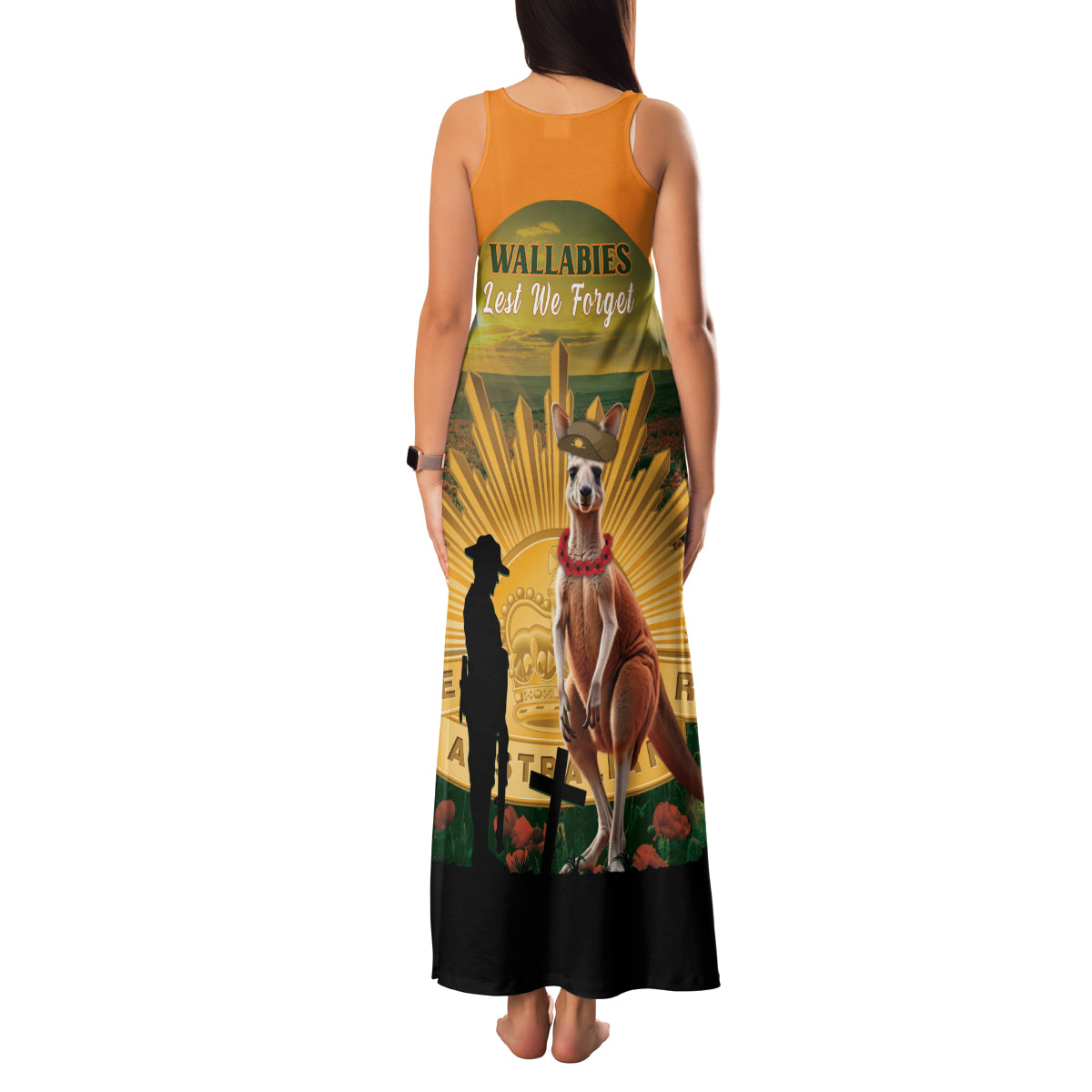 Australia Wallabies Rugby ANZAC Day Family Matching Tank Maxi Dress and Hawaiian Shirt 2024 Lest We Forget