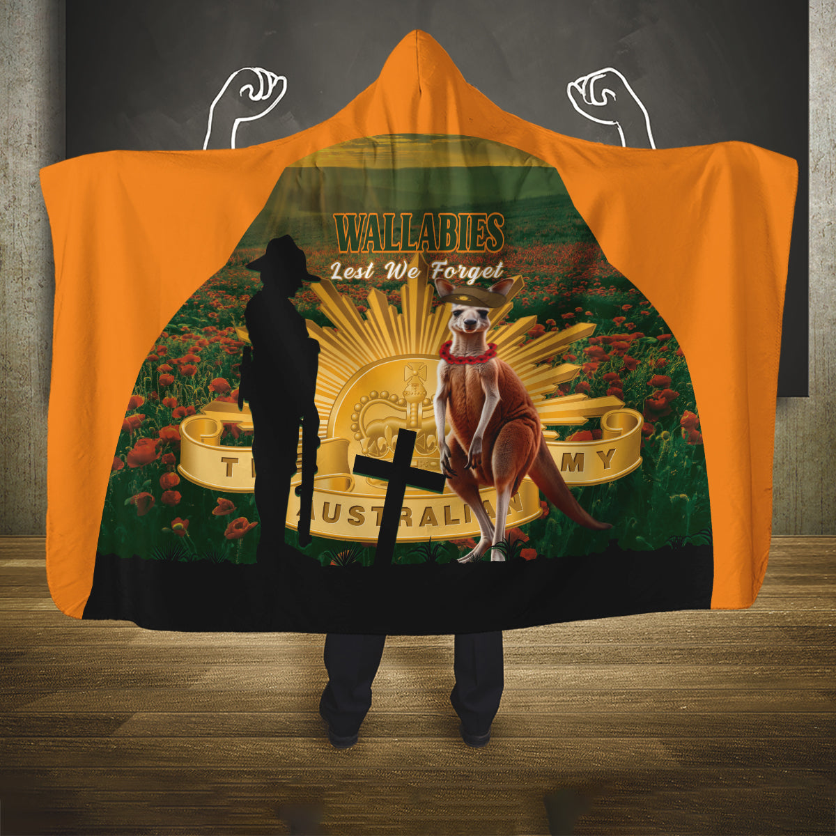 Australia Wallabies Rugby ANZAC Day Hooded Blanket 2024 Lest We Forget