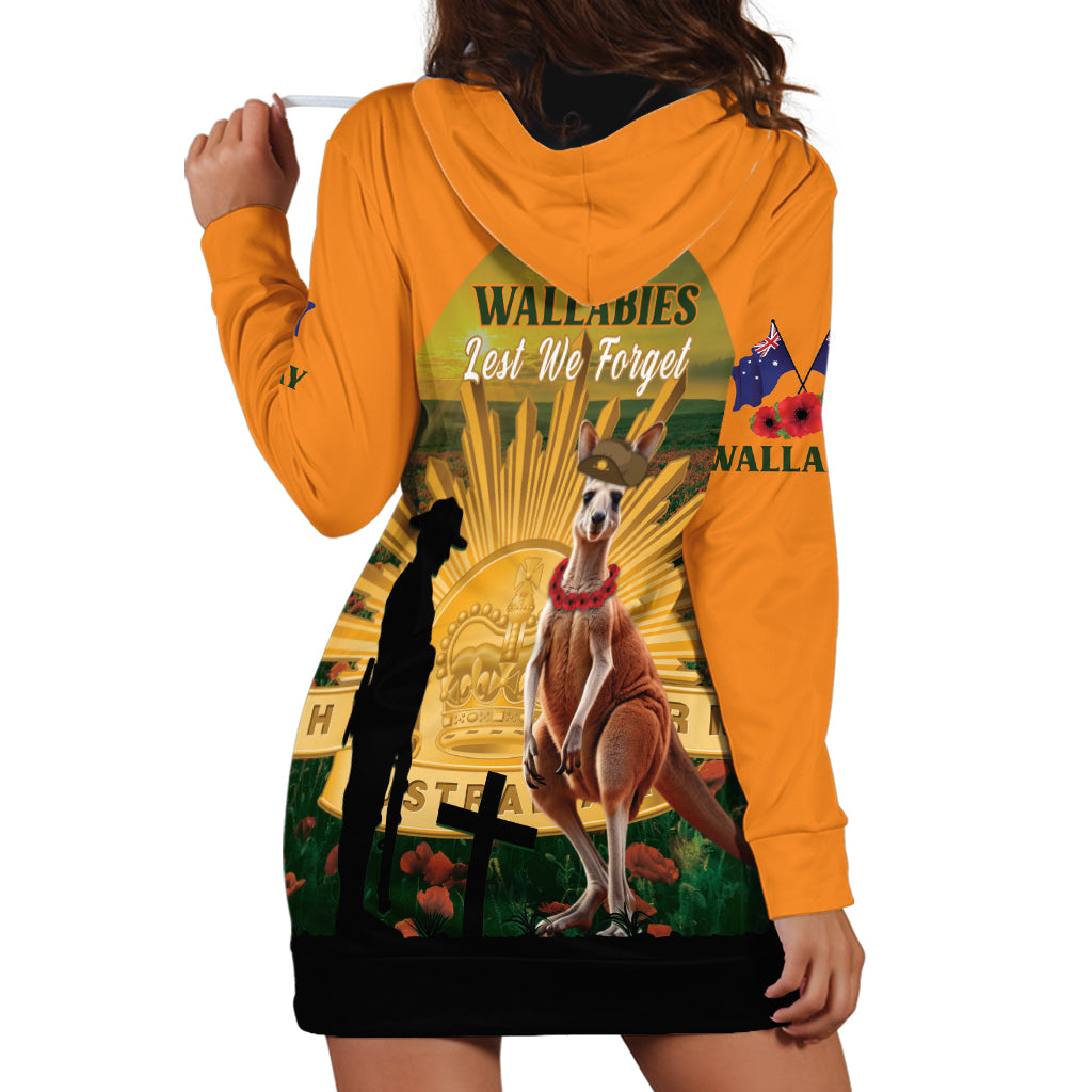 Australia Wallabies Rugby ANZAC Day Hoodie Dress 2024 Lest We Forget - Vibe Hoodie Shop