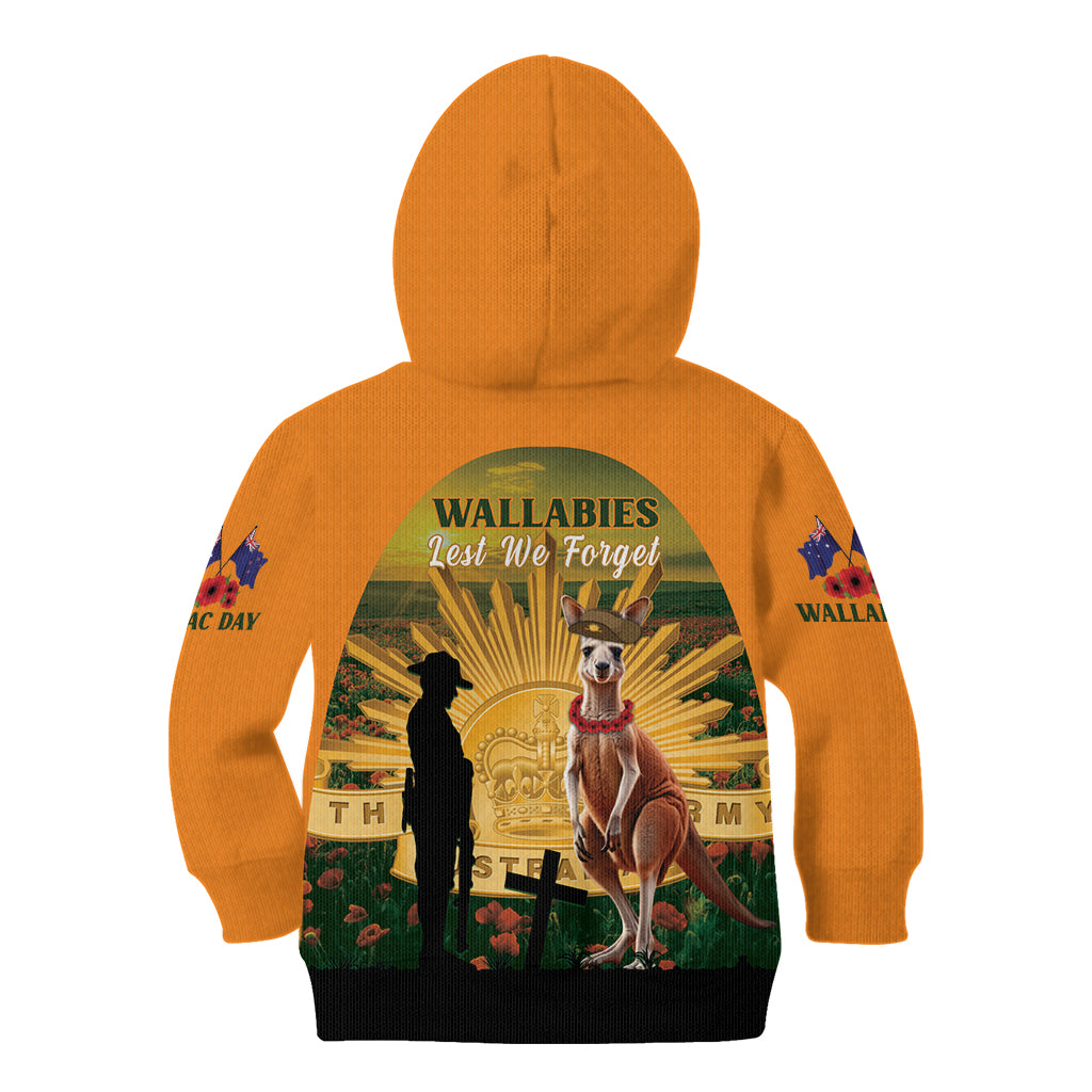 Australia Wallabies Rugby ANZAC Day Kid Hoodie 2024 Lest We Forget - Vibe Hoodie Shop