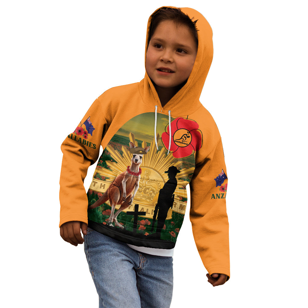 Australia Wallabies Rugby ANZAC Day Kid Hoodie 2024 Lest We Forget - Vibe Hoodie Shop
