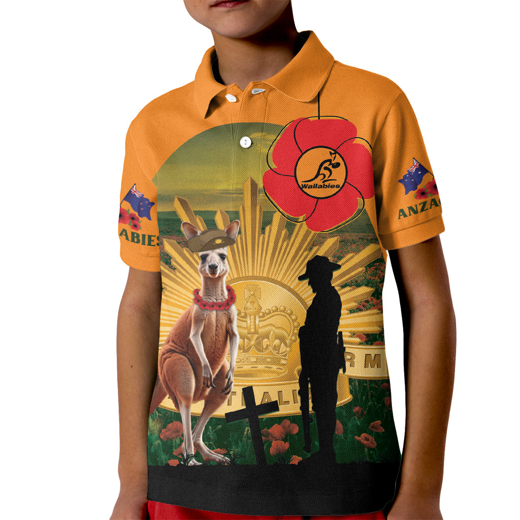 Australia Wallabies Rugby ANZAC Day Kid Polo Shirt 2024 Lest We Forget - Vibe Hoodie Shop