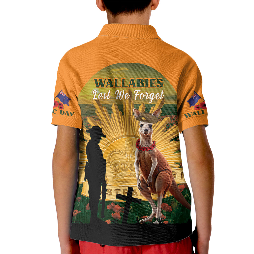 Australia Wallabies Rugby ANZAC Day Kid Polo Shirt 2024 Lest We Forget - Vibe Hoodie Shop