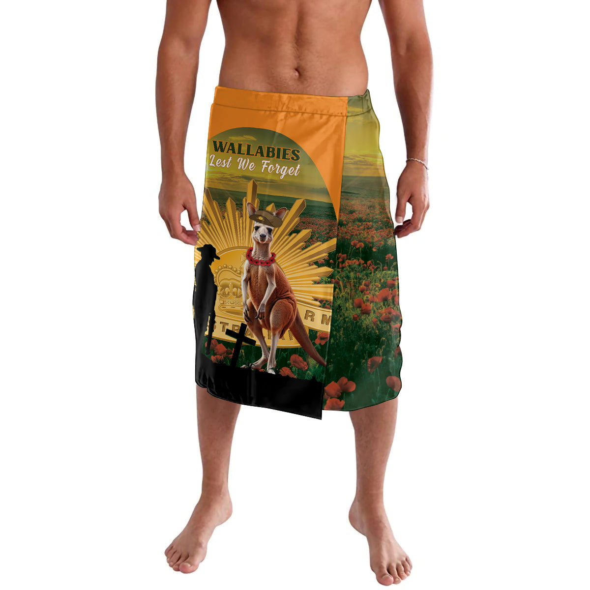 Australia Wallabies Rugby ANZAC Day Lavalava 2024 Lest We Forget