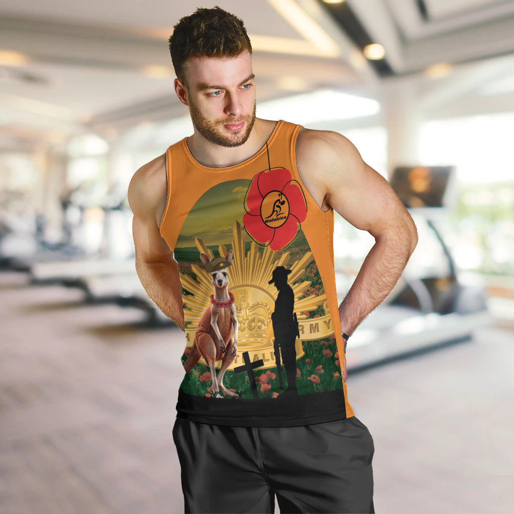 Australia Wallabies Rugby ANZAC Day Men Tank Top 2024 Lest We Forget - Vibe Hoodie Shop