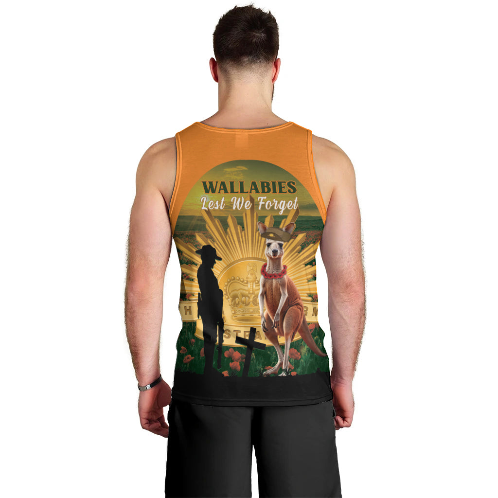 Australia Wallabies Rugby ANZAC Day Men Tank Top 2024 Lest We Forget - Vibe Hoodie Shop