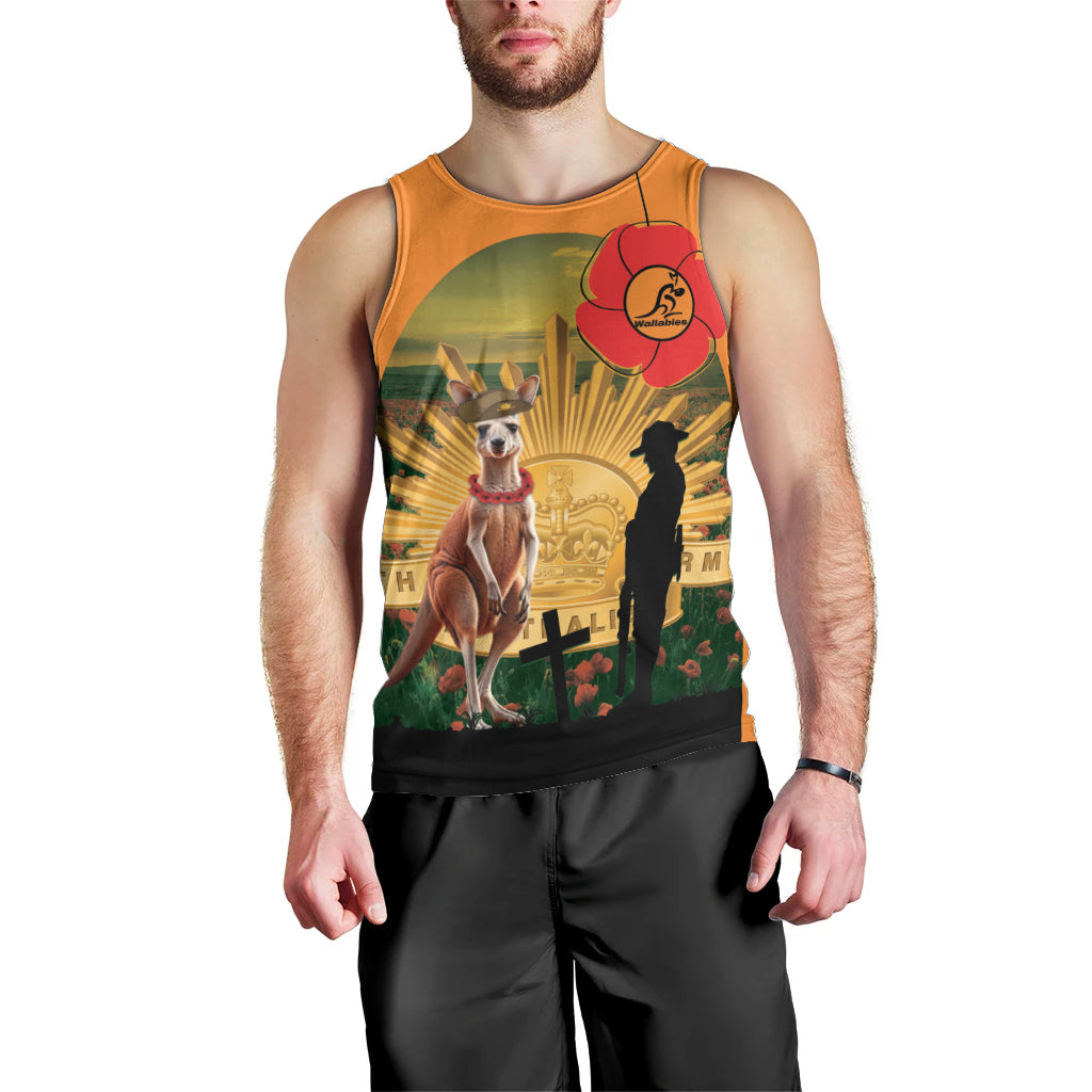Australia Wallabies Rugby ANZAC Day Men Tank Top 2024 Lest We Forget - Vibe Hoodie Shop
