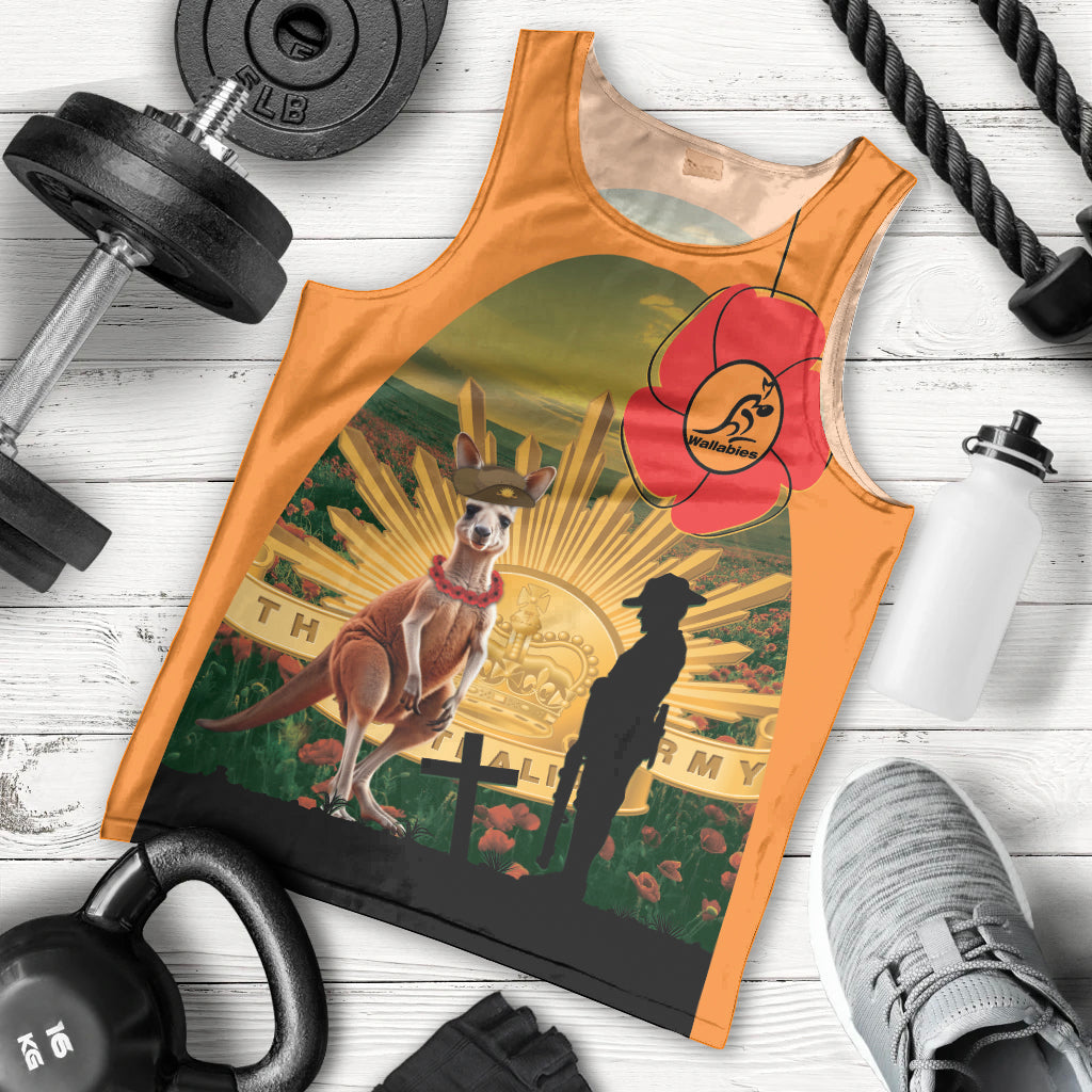 Australia Wallabies Rugby ANZAC Day Men Tank Top 2024 Lest We Forget - Vibe Hoodie Shop