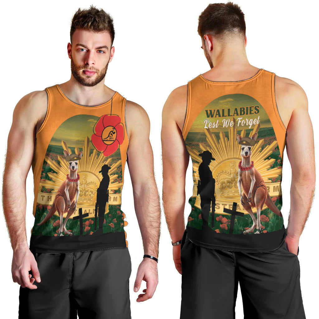 Australia Wallabies Rugby ANZAC Day Men Tank Top 2024 Lest We Forget - Vibe Hoodie Shop
