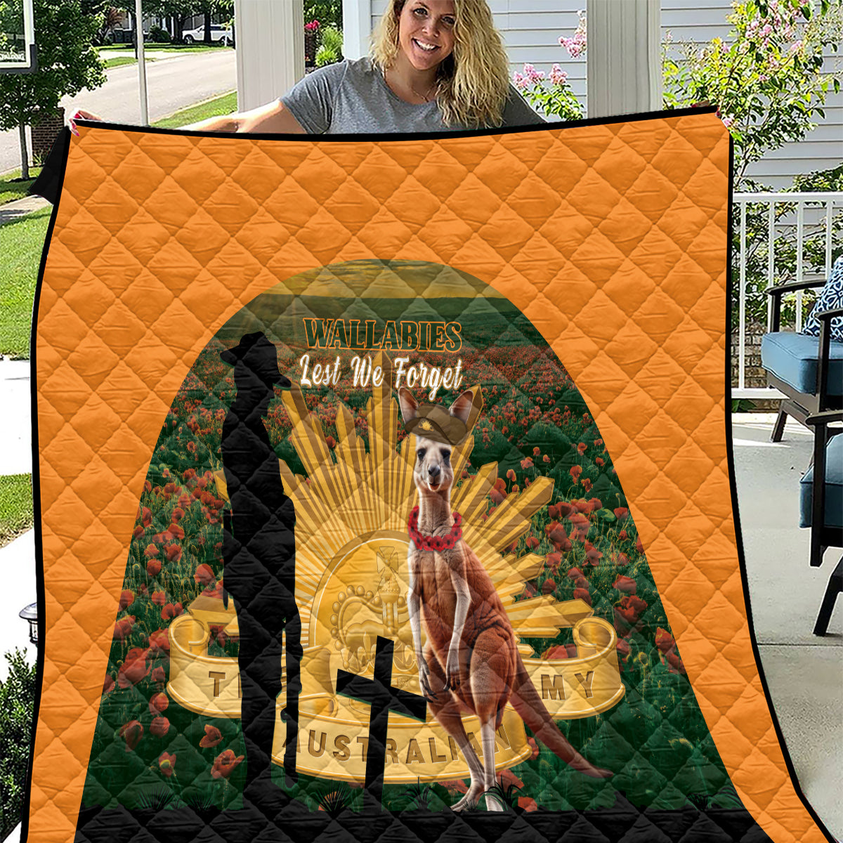 Australia Wallabies Rugby ANZAC Day Quilt 2024 Lest We Forget - Vibe Hoodie Shop