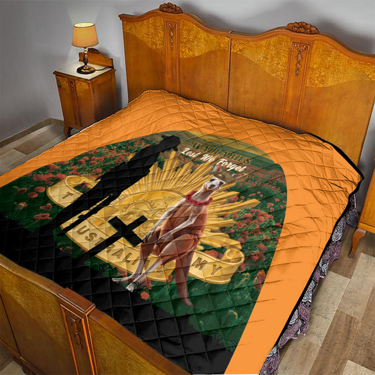 Australia Wallabies Rugby ANZAC Day Quilt 2024 Lest We Forget - Vibe Hoodie Shop