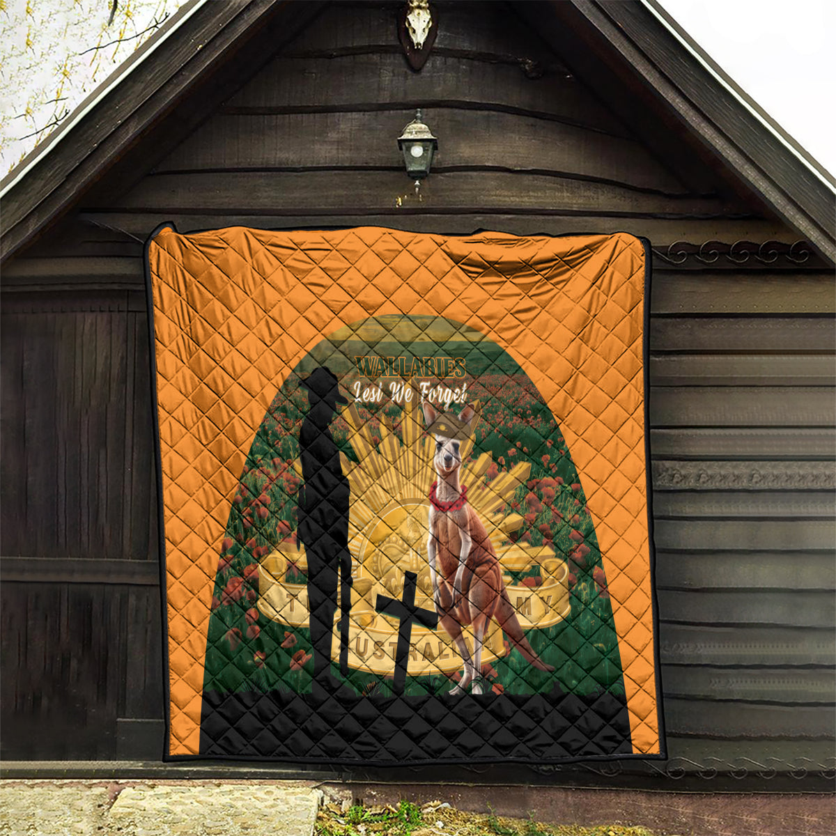 Australia Wallabies Rugby ANZAC Day Quilt 2024 Lest We Forget - Vibe Hoodie Shop
