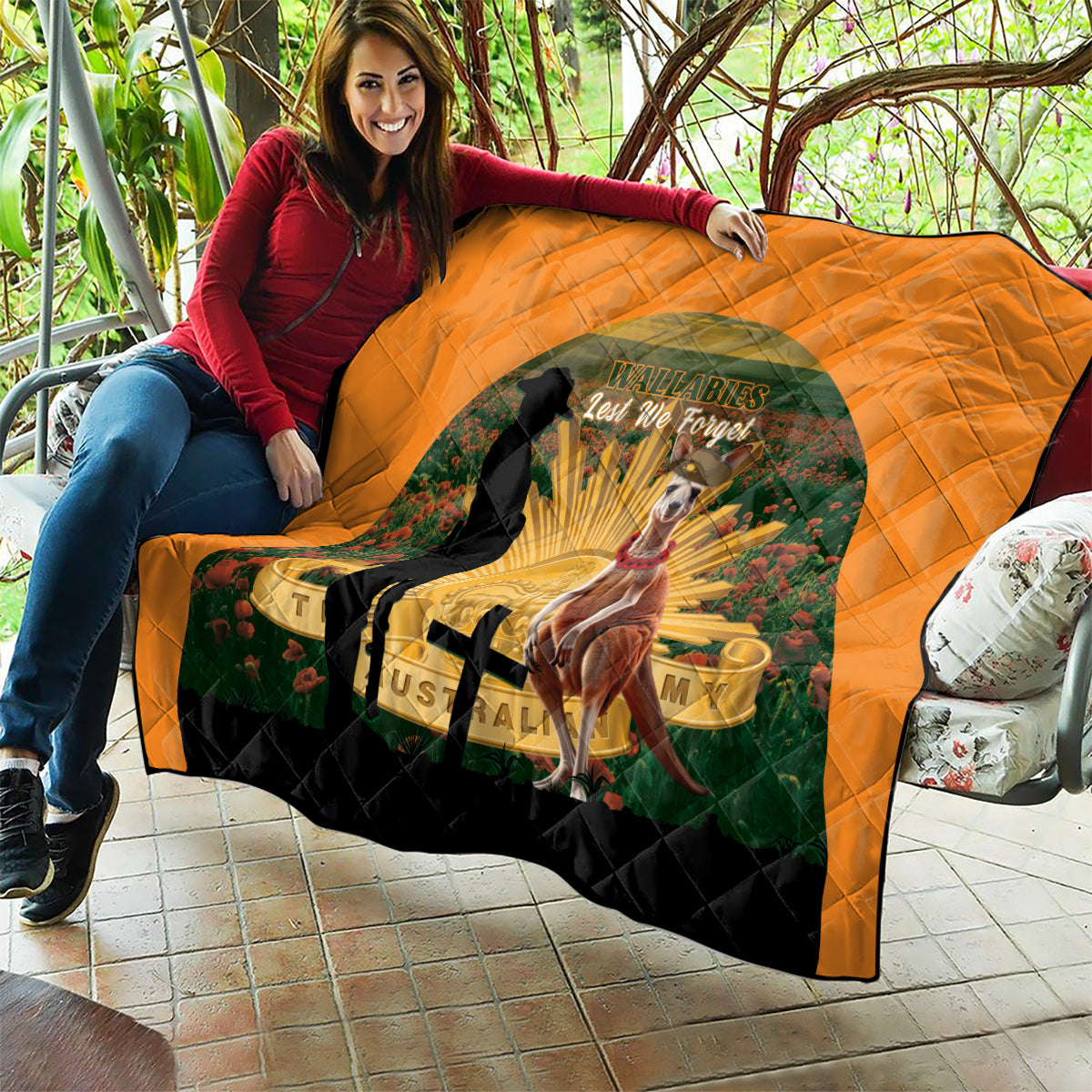 Australia Wallabies Rugby ANZAC Day Quilt 2024 Lest We Forget - Vibe Hoodie Shop
