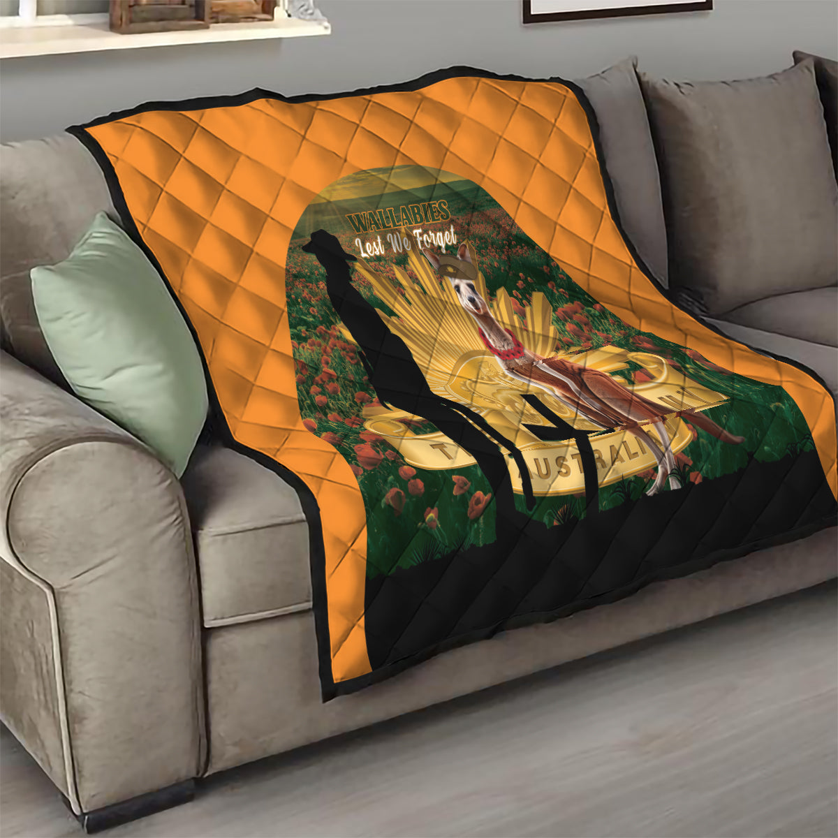 Australia Wallabies Rugby ANZAC Day Quilt 2024 Lest We Forget - Vibe Hoodie Shop