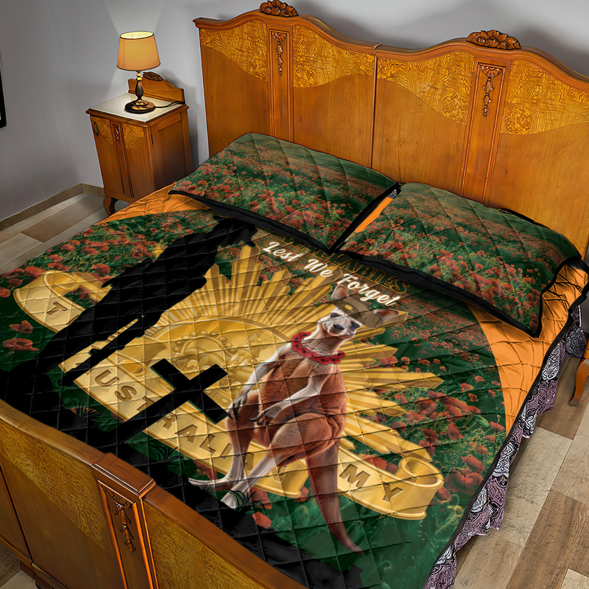 Australia Wallabies Rugby ANZAC Day Quilt Bed Set 2024 Lest We Forget - Vibe Hoodie Shop