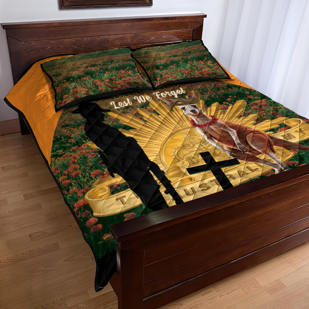 Australia Wallabies Rugby ANZAC Day Quilt Bed Set 2024 Lest We Forget - Vibe Hoodie Shop