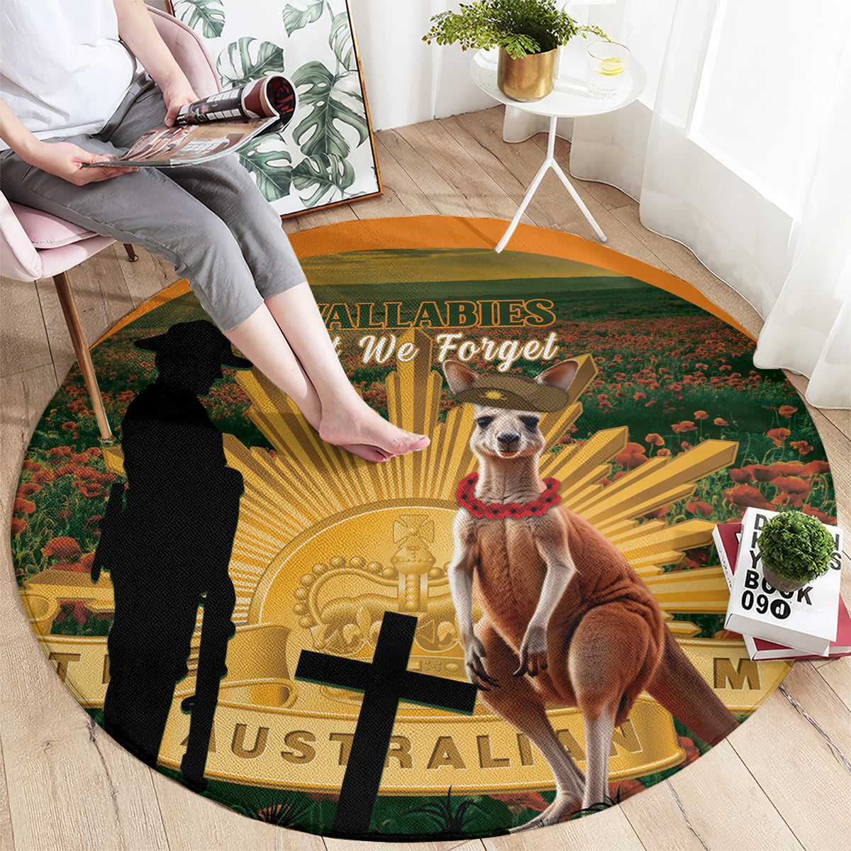 Australia Wallabies Rugby ANZAC Day Round Carpet 2024 Lest We Forget