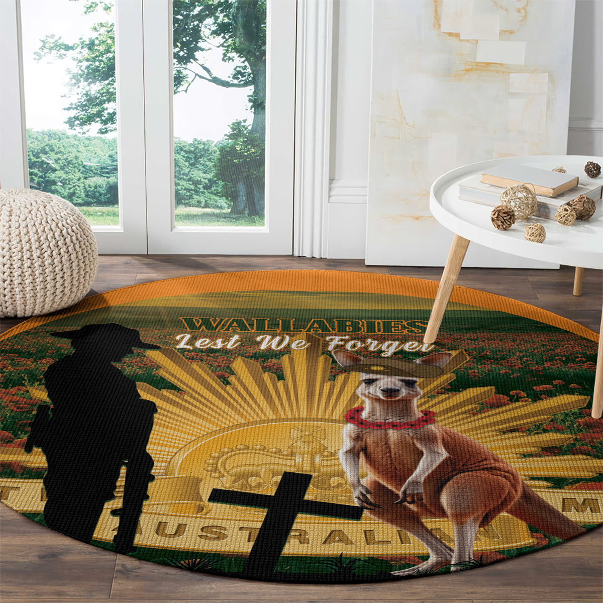 Australia Wallabies Rugby ANZAC Day Round Carpet 2024 Lest We Forget