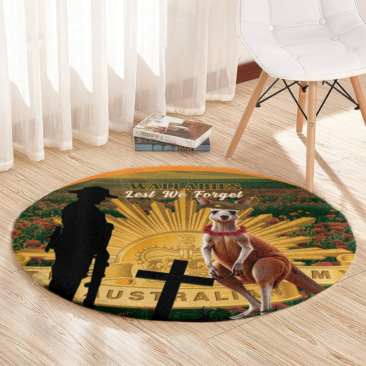 Australia Wallabies Rugby ANZAC Day Round Carpet 2024 Lest We Forget
