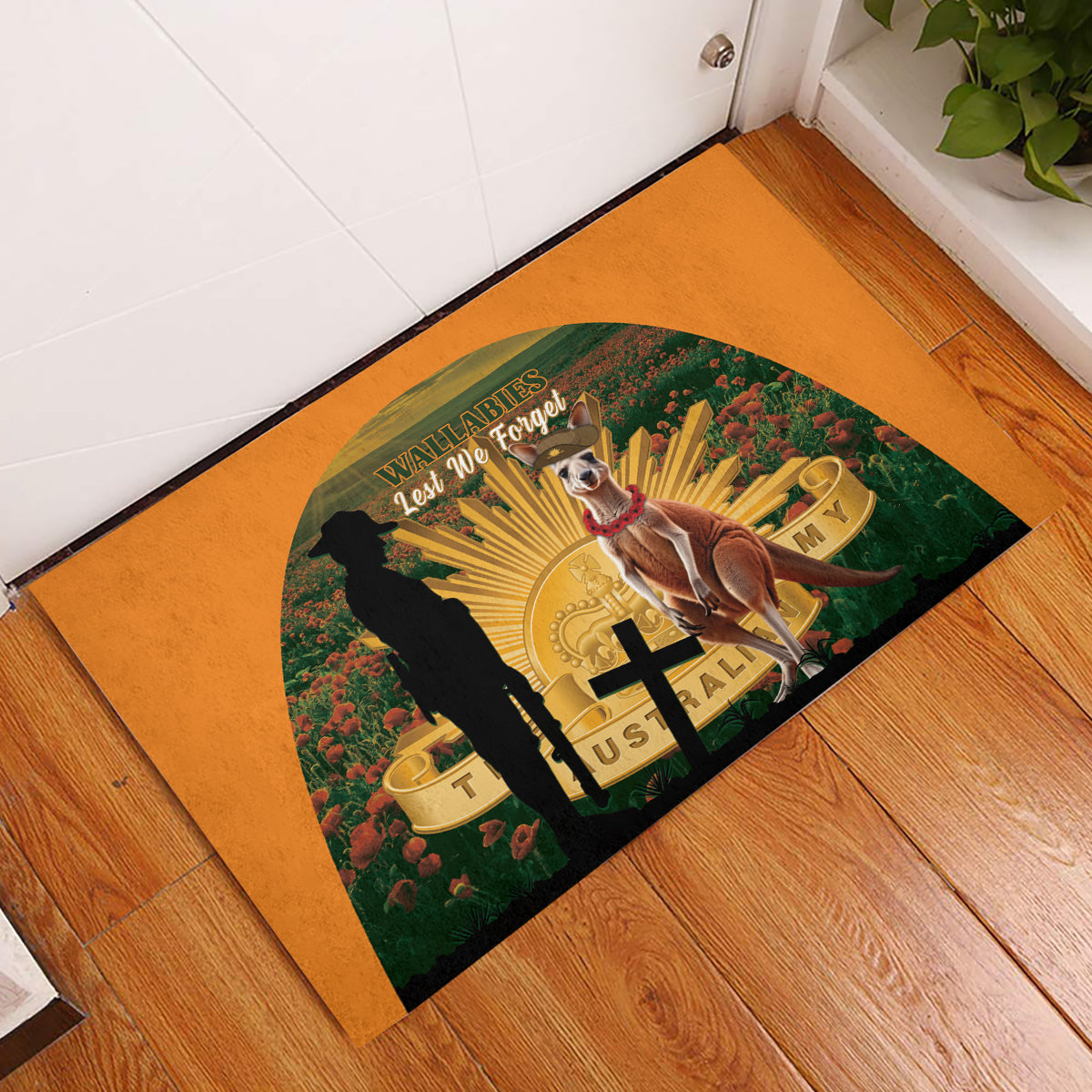 Australia Wallabies Rugby ANZAC Day Rubber Doormat 2024 Lest We Forget