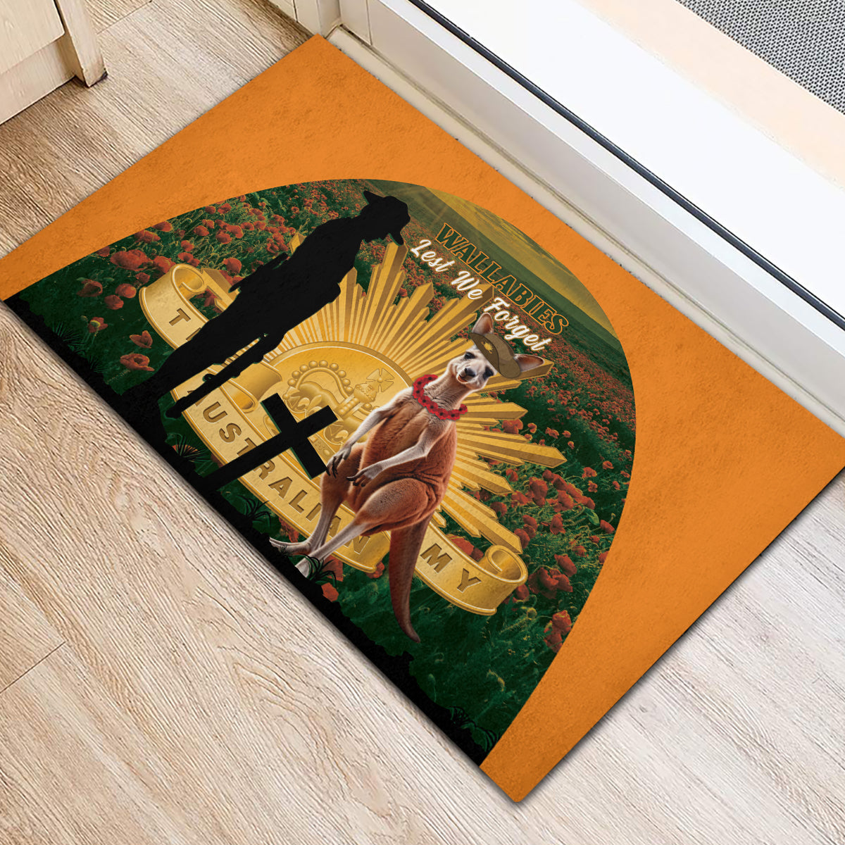Australia Wallabies Rugby ANZAC Day Rubber Doormat 2024 Lest We Forget