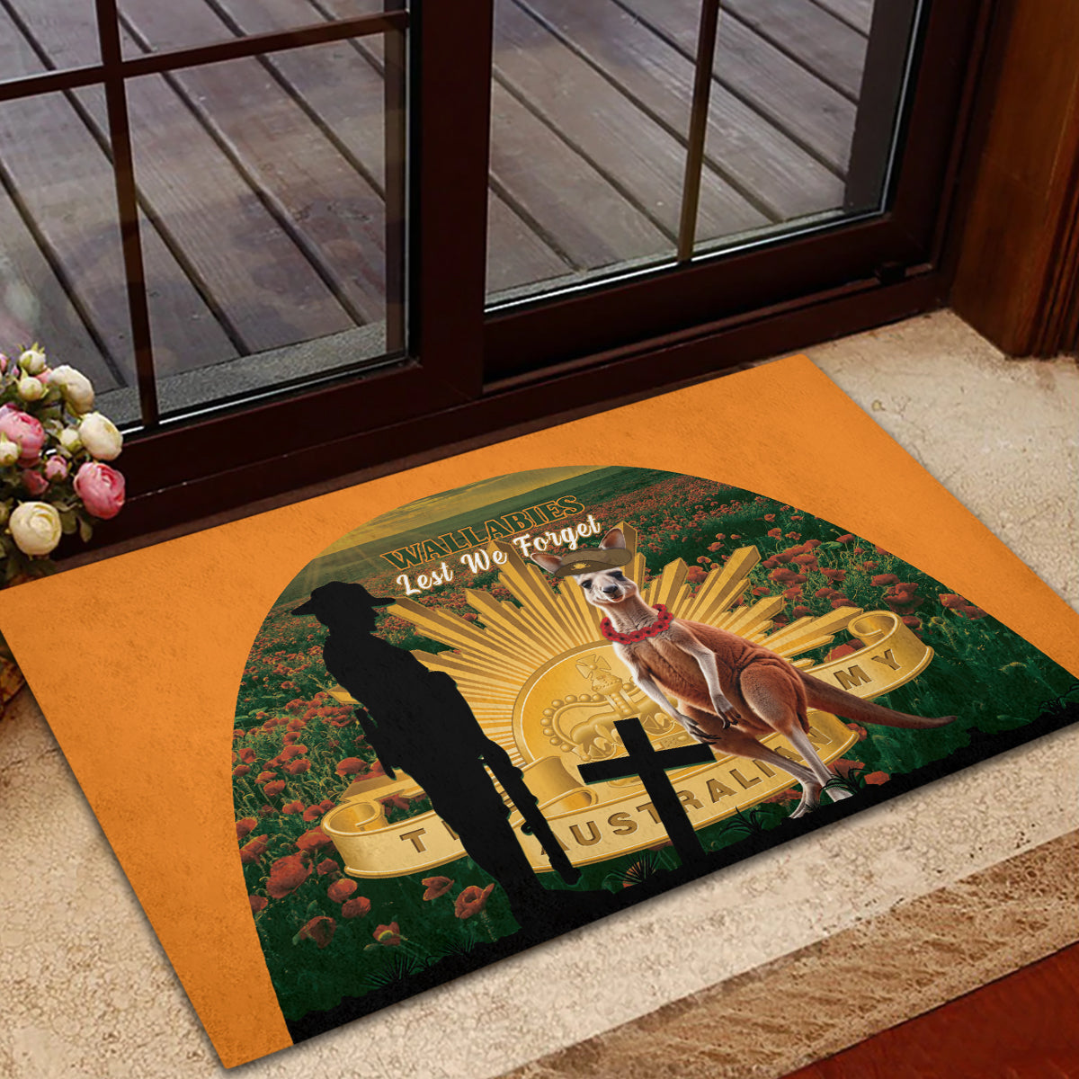 Australia Wallabies Rugby ANZAC Day Rubber Doormat 2024 Lest We Forget