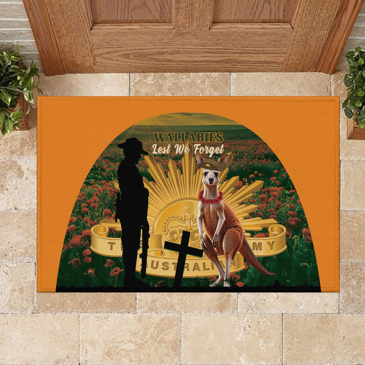 Australia Wallabies Rugby ANZAC Day Rubber Doormat 2024 Lest We Forget