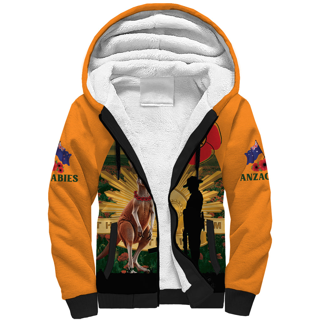 Australia Wallabies Rugby ANZAC Day Sherpa Hoodie 2024 Lest We Forget - Vibe Hoodie Shop