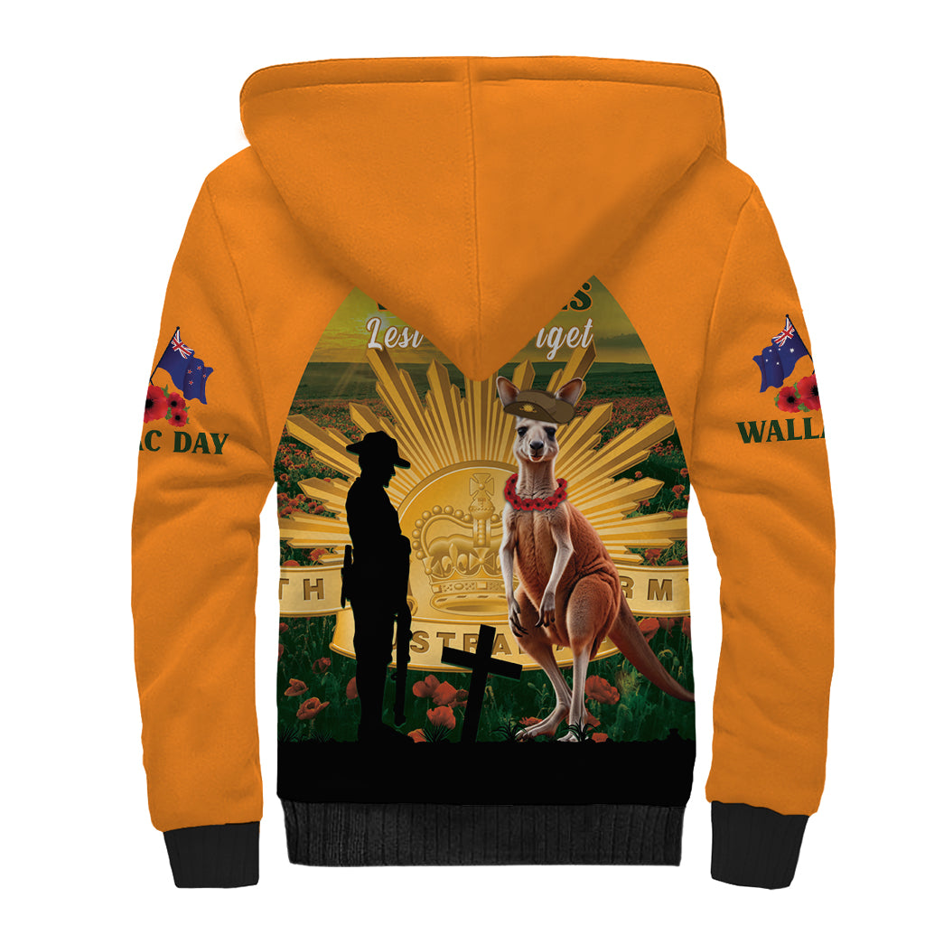 Australia Wallabies Rugby ANZAC Day Sherpa Hoodie 2024 Lest We Forget - Vibe Hoodie Shop