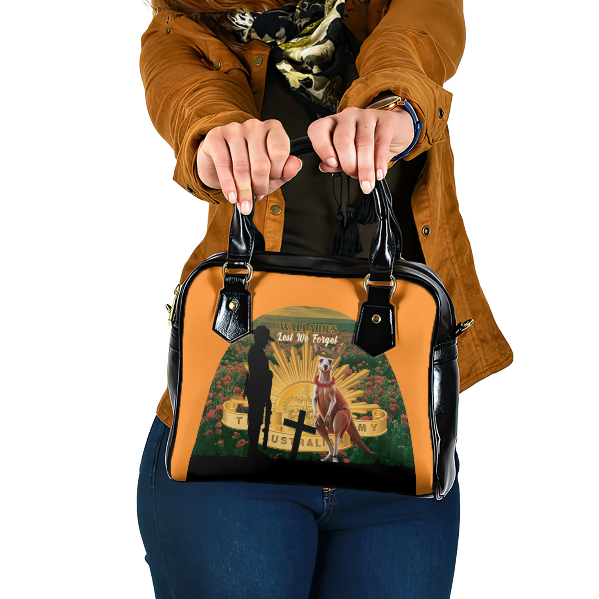 Australia Wallabies Rugby ANZAC Day Shoulder Handbag 2024 Lest We Forget - Vibe Hoodie Shop