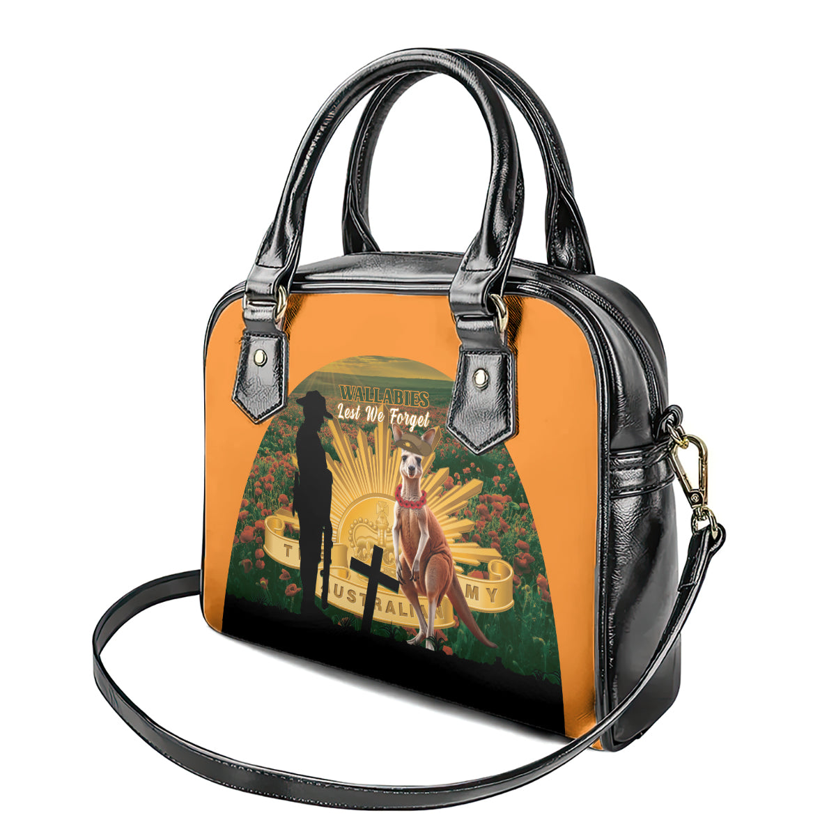 Australia Wallabies Rugby ANZAC Day Shoulder Handbag 2024 Lest We Forget - Vibe Hoodie Shop