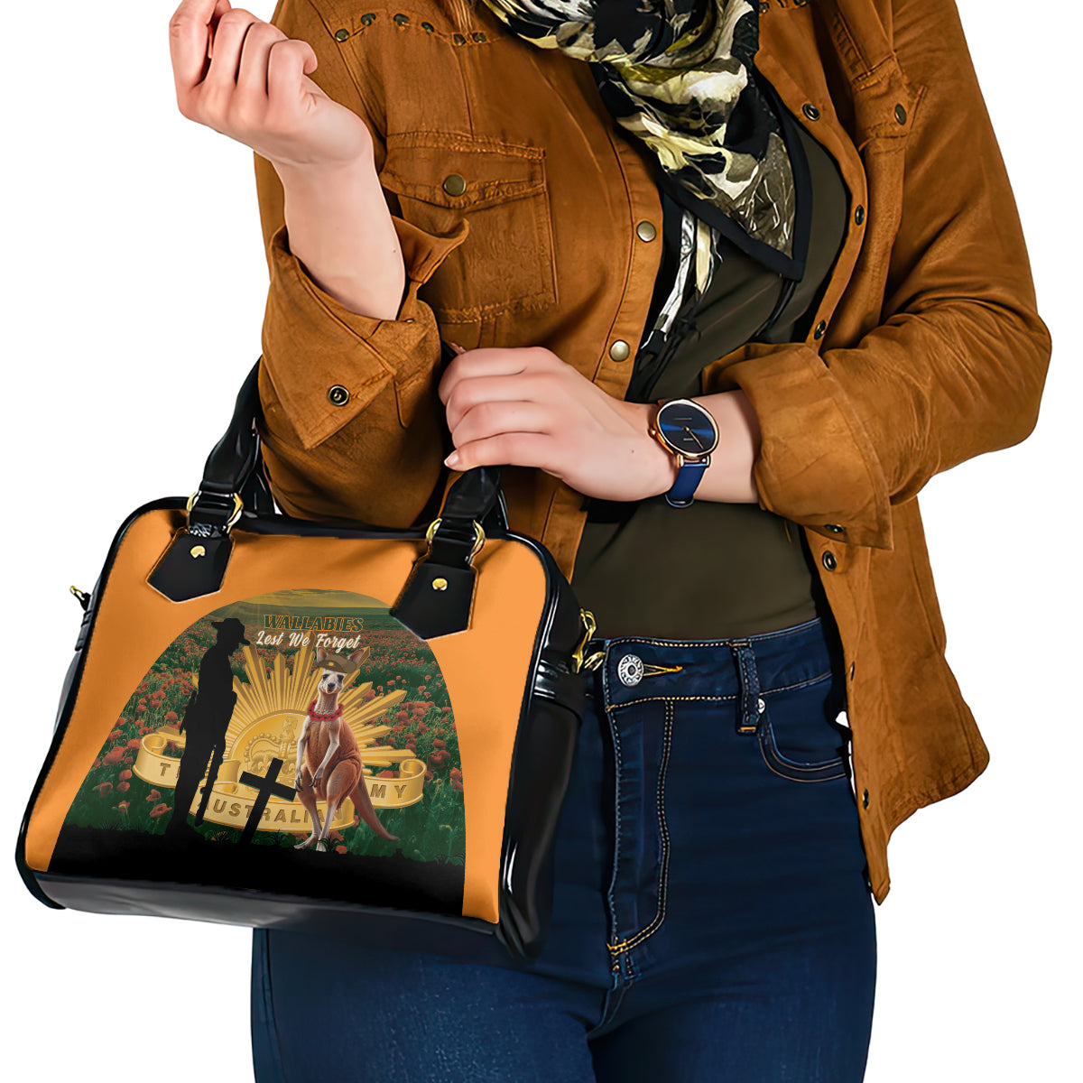 Australia Wallabies Rugby ANZAC Day Shoulder Handbag 2024 Lest We Forget - Vibe Hoodie Shop