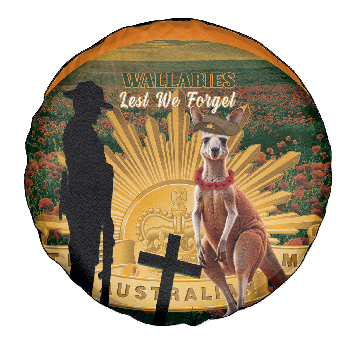 Australia Wallabies Rugby ANZAC Day Spare Tire Cover 2024 Lest We Forget - Vibe Hoodie Shop