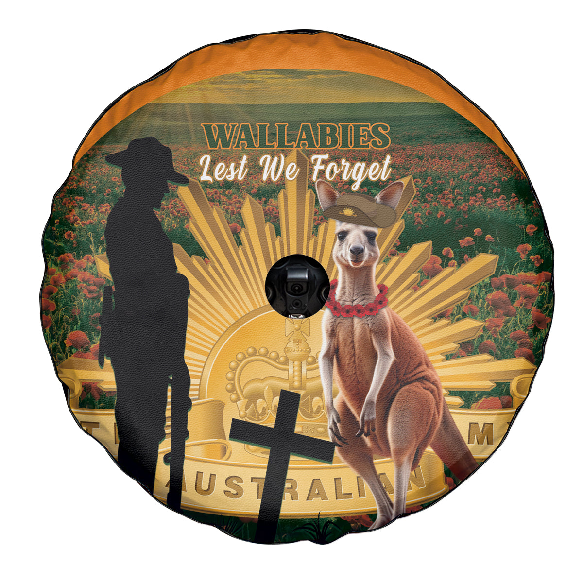 Australia Wallabies Rugby ANZAC Day Spare Tire Cover 2024 Lest We Forget - Vibe Hoodie Shop