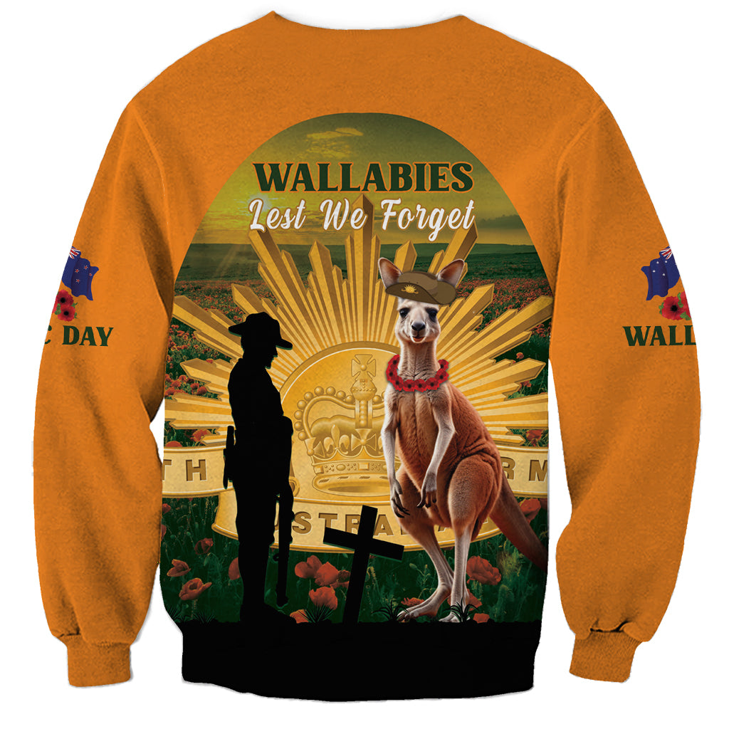 Australia Wallabies Rugby ANZAC Day Sweatshirt 2024 Lest We Forget - Vibe Hoodie Shop