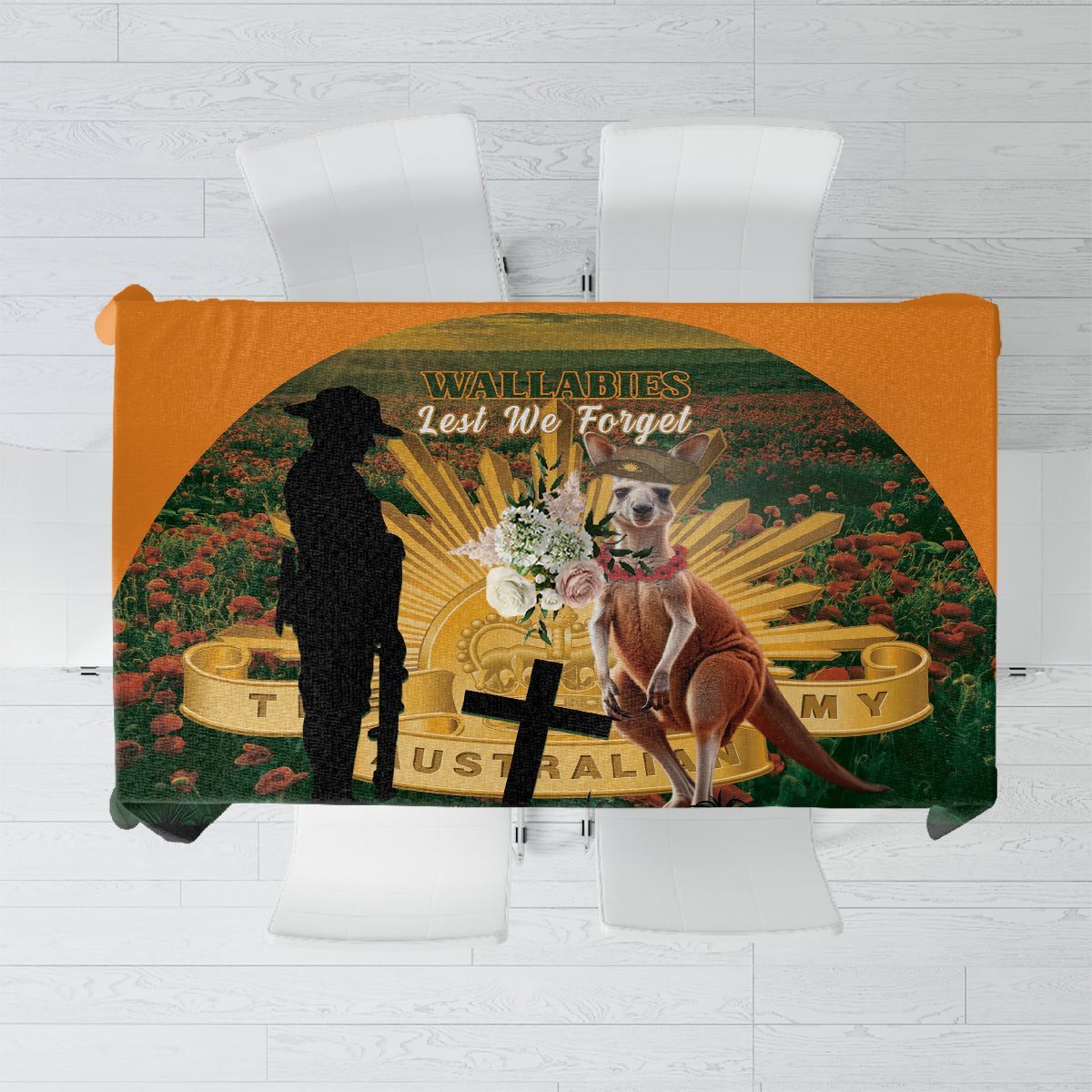 Australia Wallabies Rugby ANZAC Day Tablecloth 2024 Lest We Forget
