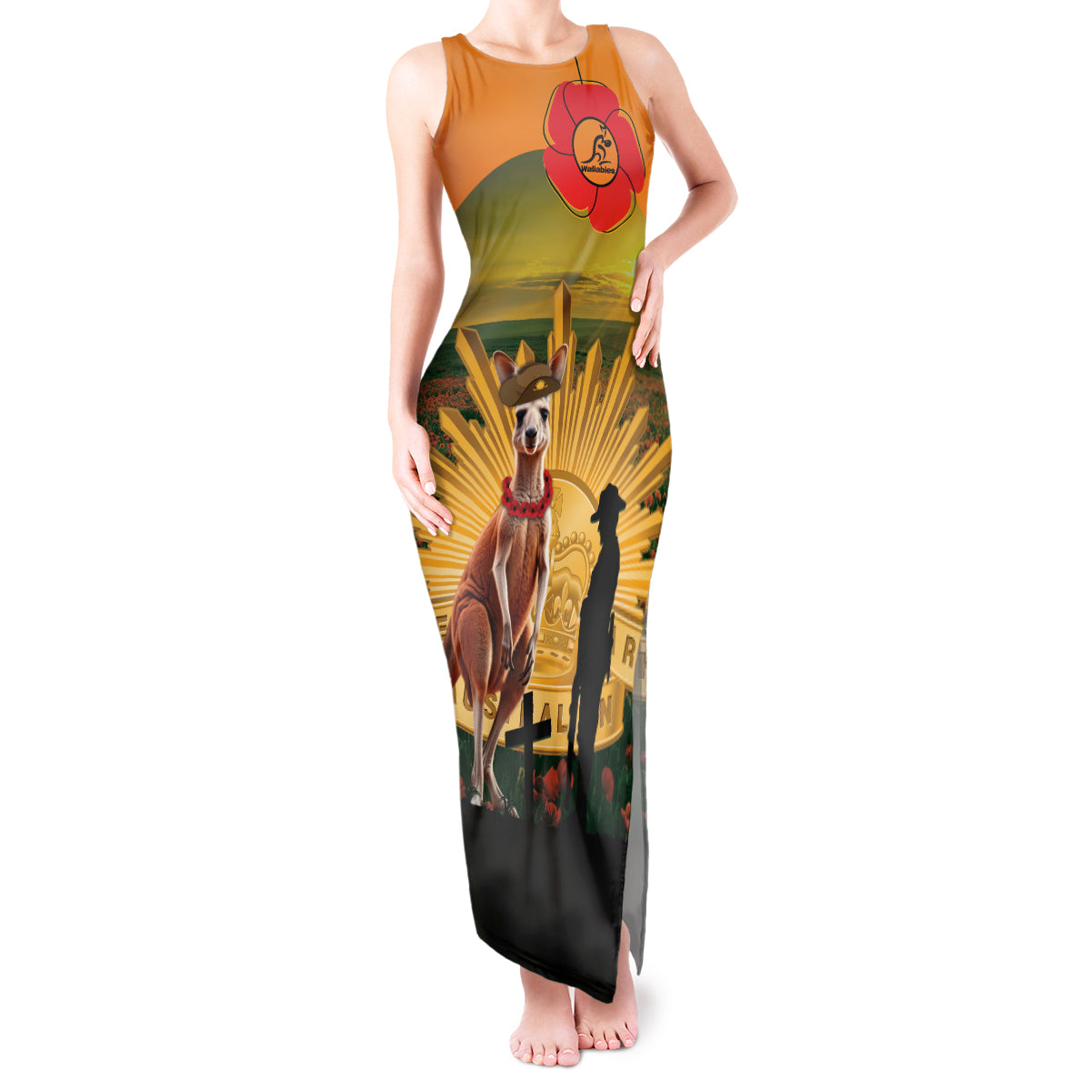 Australia Wallabies Rugby ANZAC Day Tank Maxi Dress 2024 Lest We Forget