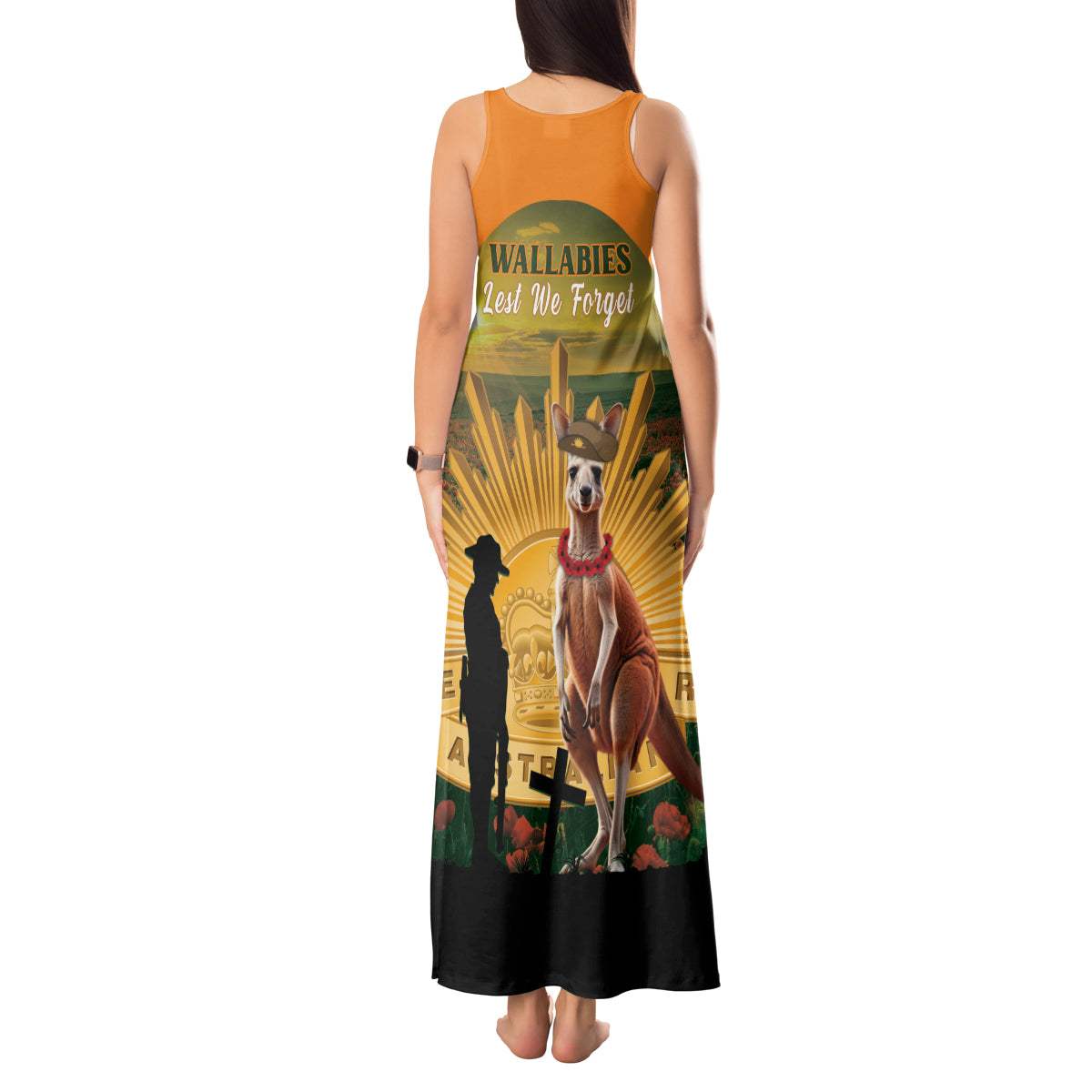 Australia Wallabies Rugby ANZAC Day Tank Maxi Dress 2024 Lest We Forget